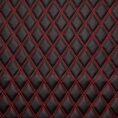 Black Double Stitch Diamond 6mm Scrim Foam Backed Fabric